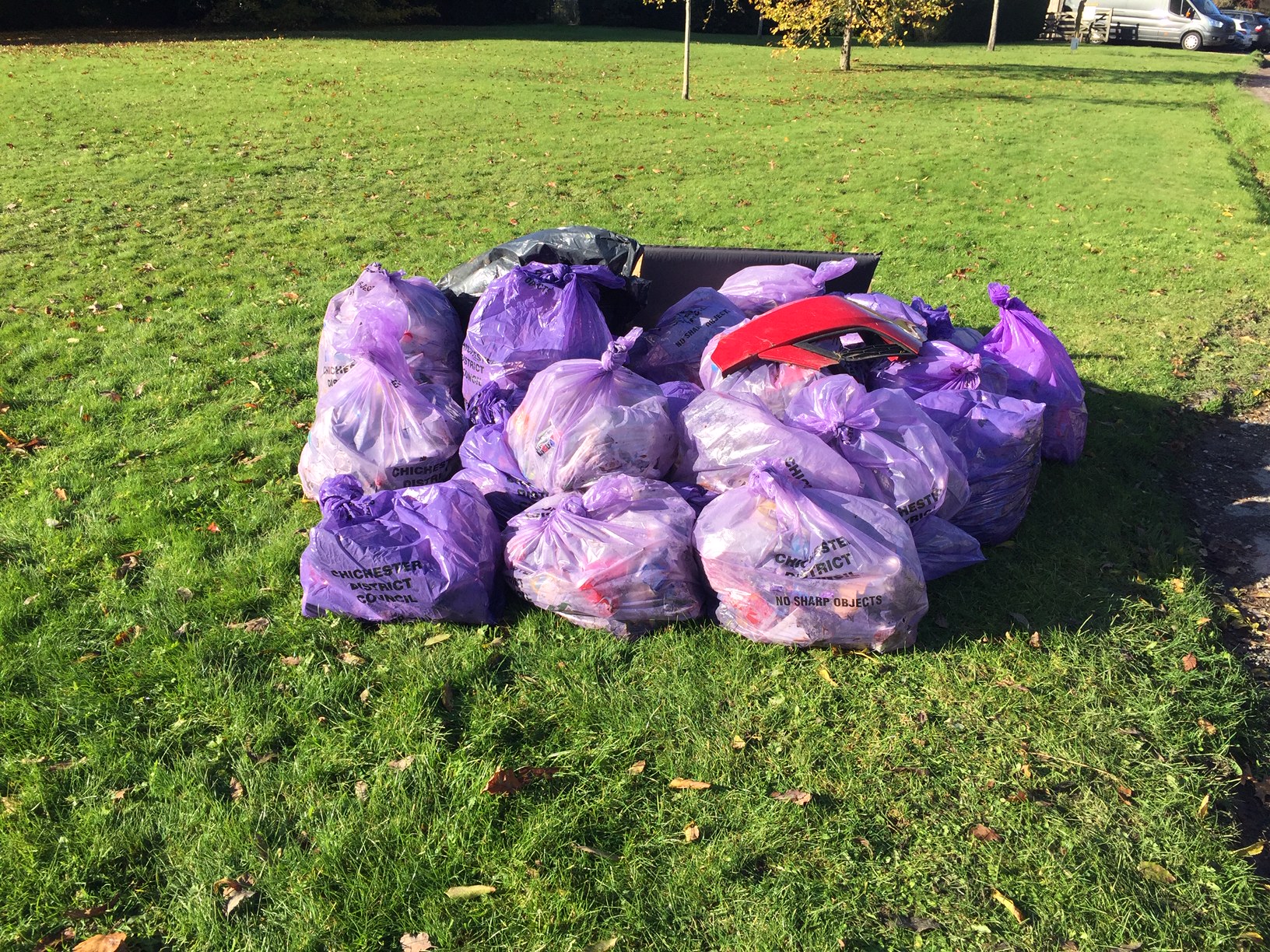 Pile of rubbish collected at the autumn 2023 litter pick - 11.11.2023